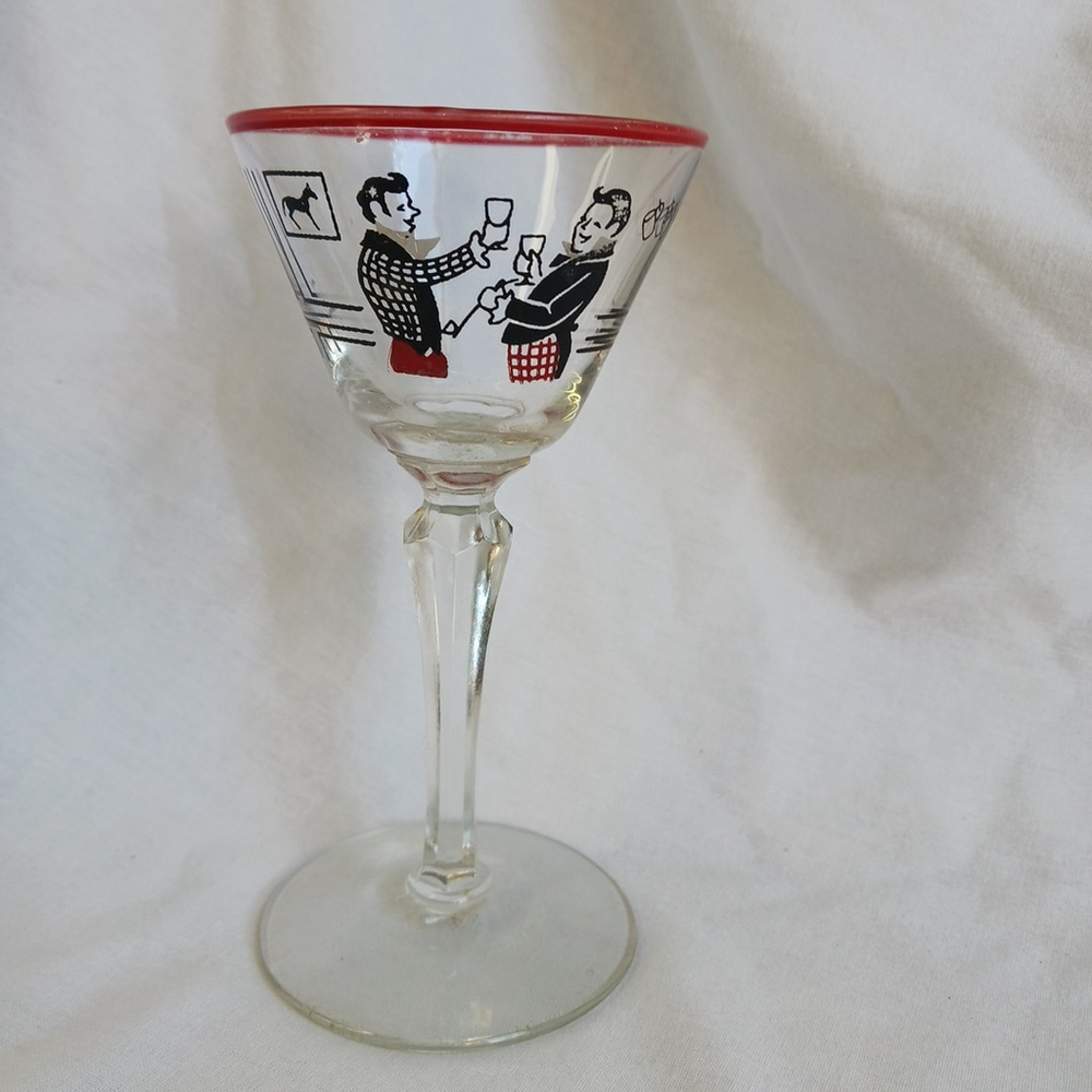 Libbey Pickwick Dickens Cordial Glass Stemmed Vintage 1940s